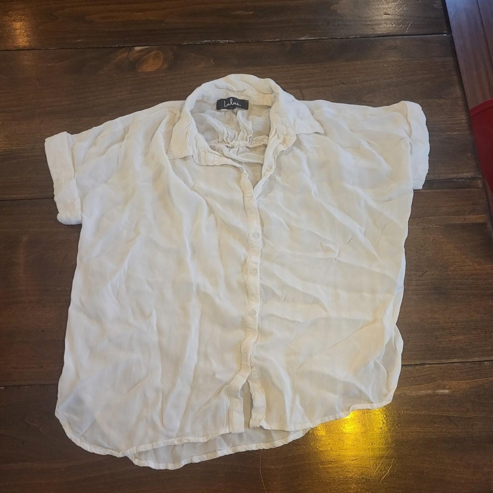 Lulu's Button Front Boxy Blouse